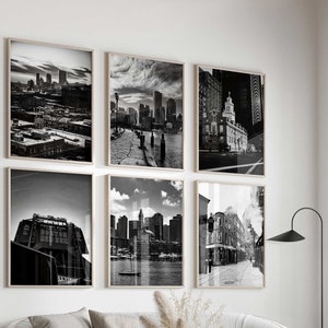 Boston Massachusetts Black and White Photo 6 Piece Wall Art – Boston Massachusetts Set of 6 Prints – Travel Digital Download Gallery Posters