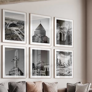 Ereván Armenia Fotografía en blanco y negro 6 piezas Arte de pared – Ereván Armenia Conjunto de 6 impresiones – Galería de descarga digital de viajes Pósteres Regalo