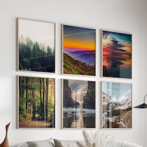 Set von 6 Prints Natur druckbare Kunst - Wald Foto Digitaldruck - Küste moderne Wandkunst - Natur Poster - Berg Galerie Wandkunst