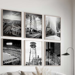 Charlotte North Carolina Set of 6 City Prints – Charlotte North Carolina Black and White 6 Piece Wall Art Prints – NC Digital Photo Gallery