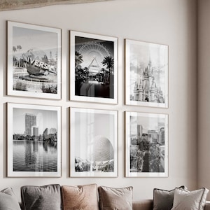 Orlando Florida Set of 6 City Prints – Orlando Florida Black and White 6 Piece Wall Art Prints – Orlando Digital Download Photo Gallery