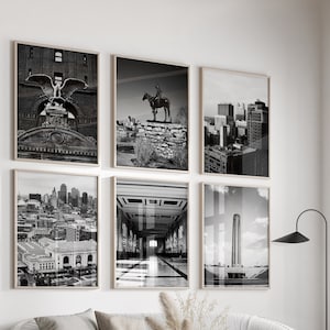 Kansas City Missouri Black and White Photo 6 Piece Wall Art – Kansas City Missouri Set of 6 Prints – Travel Digital Download Gallery Posters