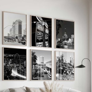 Las Vegas Nevada Black and White Photo 6 Piece Printable Wall Art – Las Vegas Nevada Set of 6 Prints Digital Download Gallery - Vegas Gift