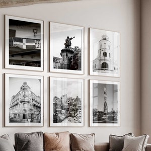 Santo Domingo Dominican Republic Set of 6 Prints – Santo Domingo Black and White Photo 6 Piece Wall Art – Digital Download Gallery Posters