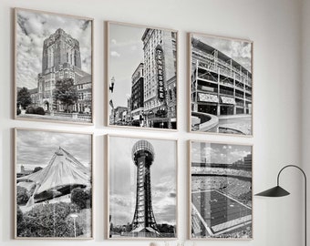 Knoxville Tennessee Black and White Photo 6 Piece Wall Art – Knoxville Tennessee Set of 6 Prints – Travel Digital Download Gallery Posters