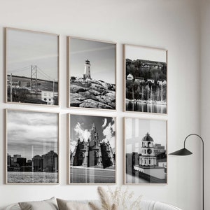 Halifax Canada Black and White Photo 6 Piece Wall Art – Halifax Canada Set of 6 Prints – Halifax Travel Digital Download Gallery Posters