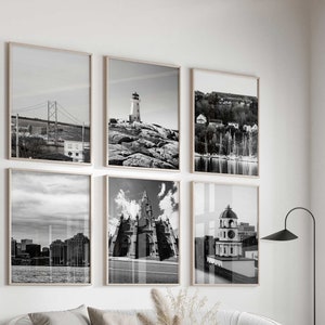 Halifax Canada Black and White Photo 6 Piece Wall Art – Halifax Canada Set of 6 Prints – Halifax Travel Digital Download Gallery Posters