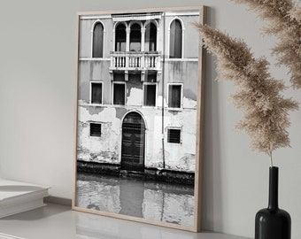 Venedig Schwarzweiß-Fotografie Druck - Venedig Kanal Poster - Venedig druckbare Wandkunst - Italien Fotografie Wohnzimmer Wohnkultur Geschenk