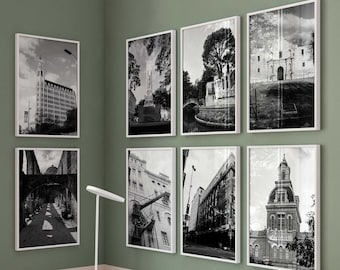 San Antonio Texas Set of 8 Prints – San Antonio Texas Black and White Photo 8 Piece Wall Art – Travel Digital Download Gallery Posters Gift