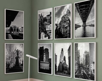 Philadelphia Pennsylvania Black and White Photo 8 Piece Printable Wall Art – Philadelphia Set of 8 Prints – Digital Download Gallery Gift