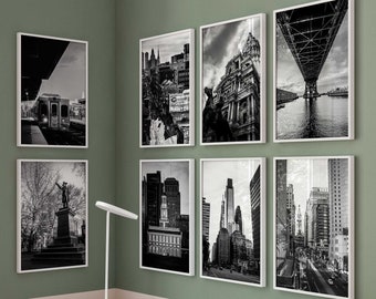 Philadelphia Pennsylvania Schwarz-Weiß-Foto 8-teilige druckbare Wandkunst - Philadelphia Set von 8 Drucke - Digitaler Download Galerie Geschenk |
