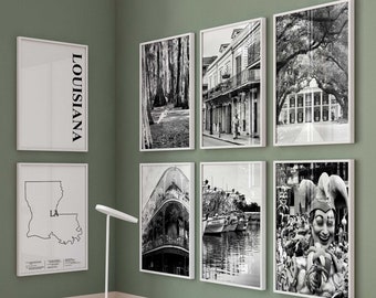 Louisiana Black and White Photo 8 Piece Wall Art LA – Louisiana Set of 8 Prints – Travel Digital Download Gallery Posters – Louisiana Decor
