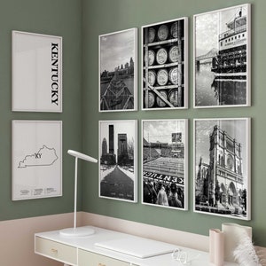 Kentucky Black and White Photo 8 Piece Wall Art – Kentucky Set of 8 Prints – Travel Digital Download Gallery Posters – Kentucky Decor