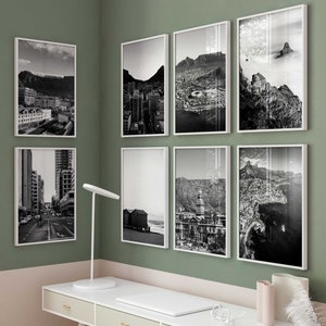 Cape Town South Africa Black and White Photo 8 Piece Wall Art – Cape Town South Africa Set of 8 Prints – Travel Digital Gallery Posters