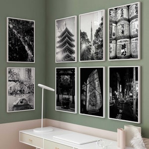 Tokyo Japan Schwarzweiß-Fotografie 8-teilige Wandkunst – Tokyo 8-teiliges Set – Reise-Digital-Download Galerieposter Wohnung Dekor