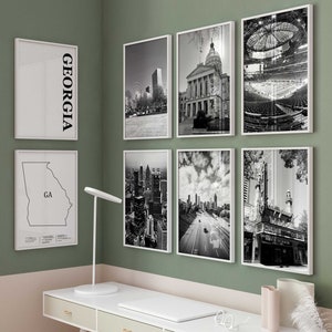 Georgia Schwarzweißfoto 8-teiliges Wandbild GA – Georgia Set von 8 Drucken – Reise Digital Download Galerieposter GA – Georgia Decor GA