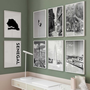 Senegal Black and White Photograph 8 Piece Wall Art – Senegal Map Print Set of 8 Prints – Digital Download Gallery Posters Wall Decor Gift