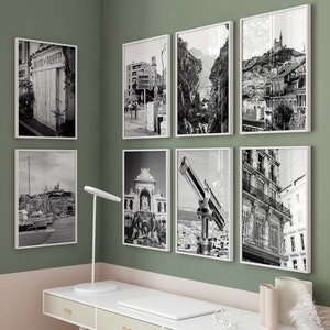 Marseille France Black and White Photo 8 Piece Printable Wall Art – Marseille France Set of 8 Prints – Trendy Digital Download Gallery Gift
