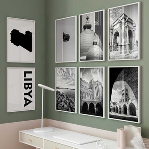 Libya Black and White Photograph 8 Piece Wall Art – Libya Map Print Set of 8 Prints – Aesthetic Digital Download Gallery Posters Wall Decor