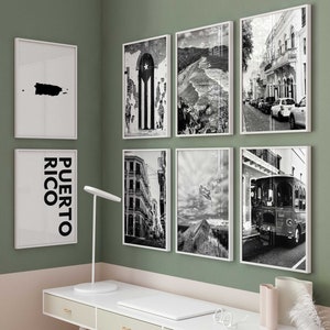 Lot de 8 photos noir et blanc Porto Rico - impression carte Porto Rico 8 pièces art mural - galerie de téléchargement numérique Porto Rico cadeau décoration d'intérieur