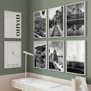 Idaho Black and White Photo 8 Piece Wall Art – Idaho Set of 8 Prints – Idaho Travel Digital Download Gallery Posters – Idaho Home Decor