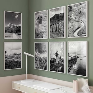 Sri Lanka Minimalist Set of 8 Prints – Sri Lanka Black and White Photo 8 Piece Wall Art – Travel Instant Digital Download Gallery Posters