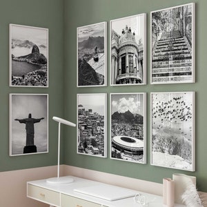 Río de Janeiro Brasil Foto en blanco y negro 8 piezas Arte de pared – Río de Janeiro Brasil Conjunto de 8 impresiones – Cartel de la galería de descarga digital de viaje
