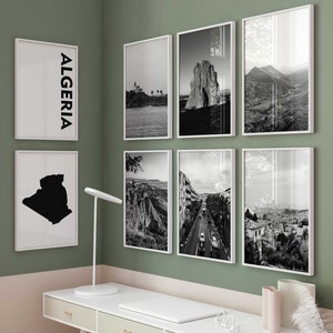 Algerien Schwarz-Weiß-Fotografie 8-teilige Wandkunst - Algerien Map Print Set von 8 Drucken - Digitaler Download Galerieposter Wanddeko Geschenk