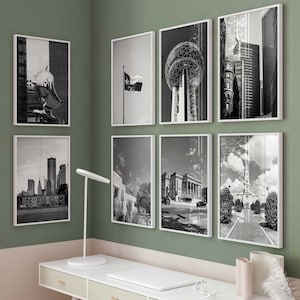 Dallas Texas Set of 8 City Prints – Dallas Texas Black and White 8 Piece Wall Art Prints – TX Digital Download Photo Gallery Printable Gift
