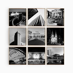Adelaide Australia Square Fotografía en blanco y negro 9 piezas Arte de pared – Adelaide Conjunto de 9 impresiones – Galería de descarga digital Pósteres Regalo