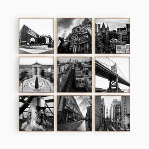 Philadelphia Pennsylvania Fotografía en blanco y negro 9 piezas de arte de pared – PA Conjunto de 9 impresiones – Galería de descargas digitales Pennsylvania Home Decor