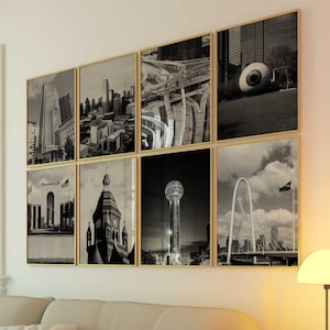 Dallas Texas USA Set of 8 City Prints – Dallas Texas Black and White 8 Piece Wall Art Prints – Digital Download Photo Apartment Gallery Gift