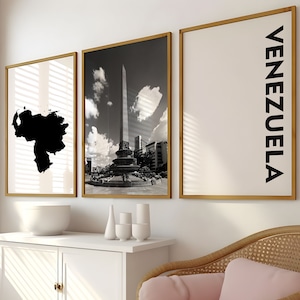 Venezuela Fotografía en blanco y negro 3 piezas Arte de pared – Venezuela Mapa Impresión Conjunto de 3 impresiones – Galería de descarga digital Carteles Decoración de pared