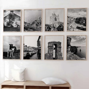 Ästhetisches Irland Schwarz-Weiß-Set von 8 Fotos – Irland 8-teilige Wandkunst – Digital Download Galerie Irland Haus Wohnung Dekor Geschenk