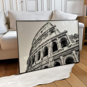 Coliseum Rome Italy Minimalist Landscape Print – Rome Italy Black and White Photo Wall Art – Travel Instant Download Gallery Poster Gift