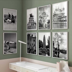 Punjab India Black and White Photo 9 Piece Printable Wall Art – Punjab India Set of 9 Prints – Trendy Digital Download Gallery Set Gift