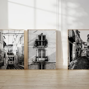 Portugal Black and White 3 Piece Wall Art Prints - Gallery Set of 3 Printable Wall Art Portugal Photography - Living Room Wall Decor Gift