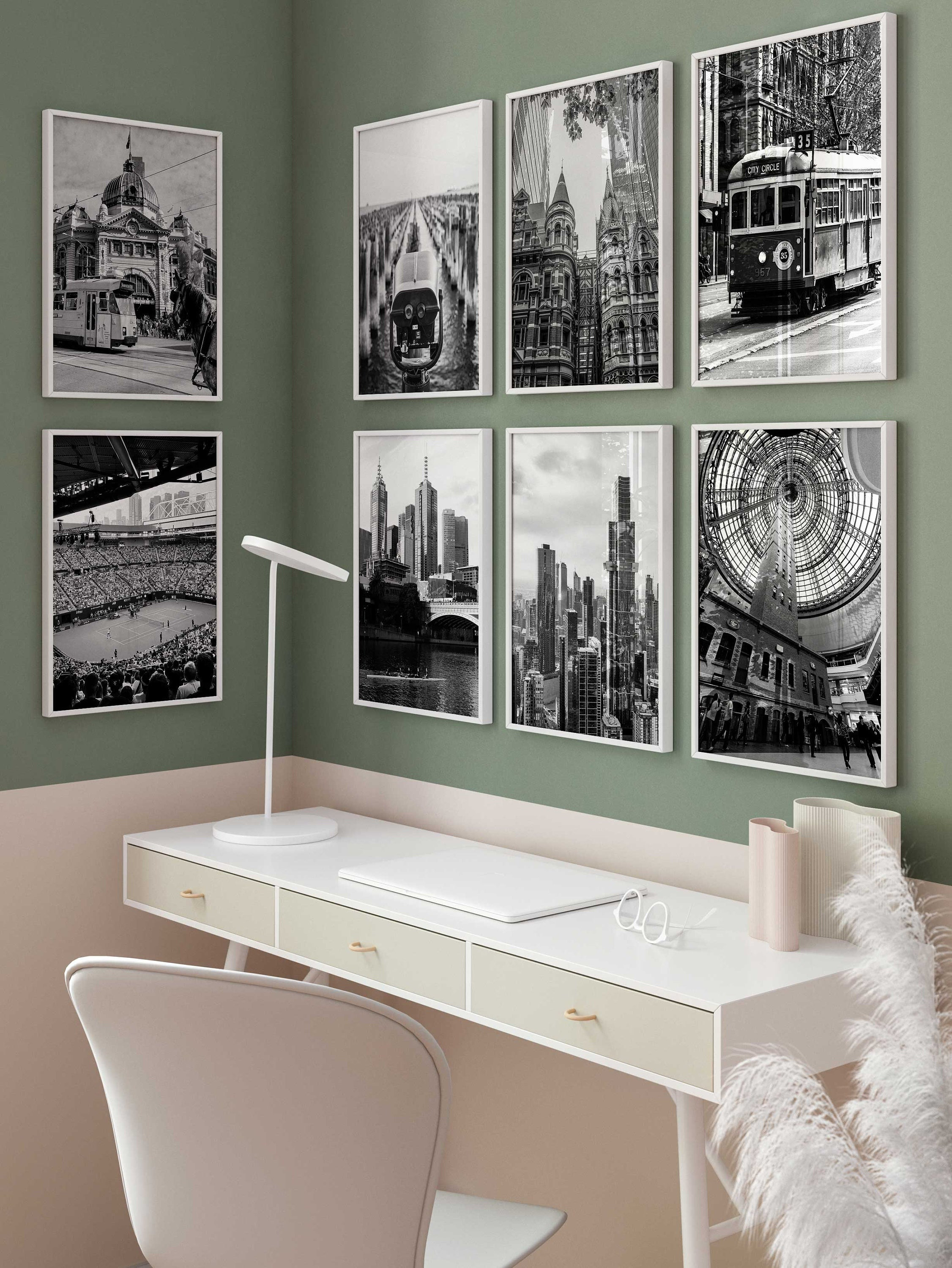 Melbourne Australia Set of 8 City Prints – Melbourne Australia Black and White 8 Piece Wall Art Prints – Digital Download Photo Gallery Gift