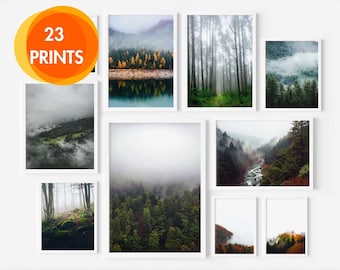 Set of 23 Foggy Forest Prints - 23 Piece Wall Art Foggy Forest Set -  Foggy Forest Gallery Printable Photography Poster - Foggy Forest Photo