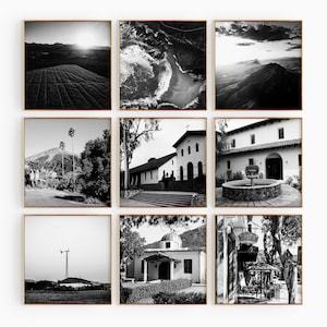 Conjunto minimalista de 9 impresiones cuadradas de San Luis Obispo, California - CA, EE. UU. - Fotografía en blanco y negro - 9 piezas de arte mural - Pósteres de viaje de descarga instantánea