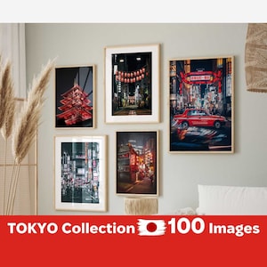 Conjunto de 100 impressões de Tóquio - Arte de parede japonesa - Pôster de arte de parede da Galeria de Tóquio - Impressão de Tóquio - Decoração de casa japonesa - Arte de impressão de fotos do Japão