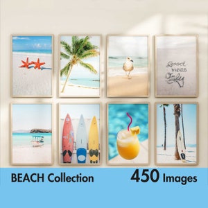 Set von 450 Strand Prints - Küsten Wand Kunst Set - Tropical Vibes Galerie druckbare Fotografie Poster - Palm Foto - Surfen Ozean Wohnkultur