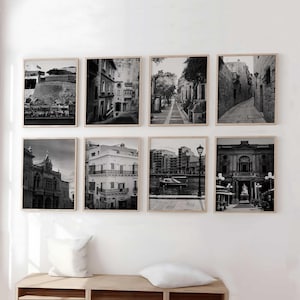 Trendy Schwarzweißfotografie 8-teiliger Wandkunst - Malta Set von 8 Drucken - Ästhetische Reise Sofortiger digitaler Download Galerieposter