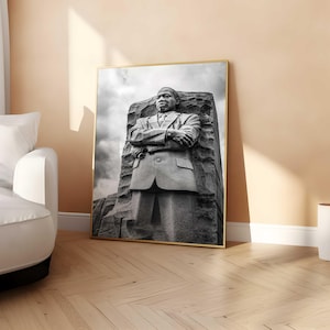 Martin Luthor King Jr. Gedenkstätte Washington D.C. Minimalistischer Druck – Schwarz-Weiß Foto Wandkunst – Reise Sofort-Download Galerieposter