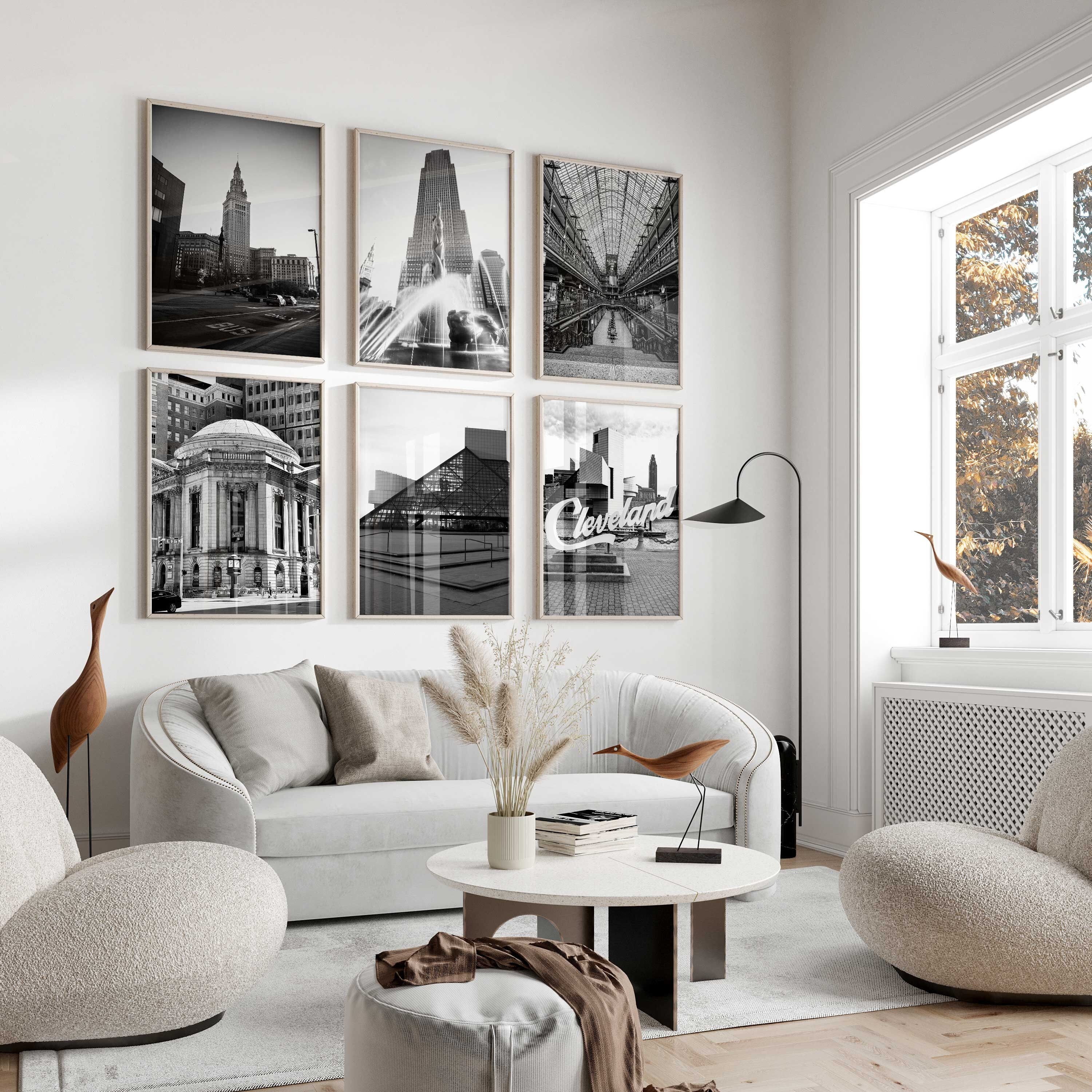 Cleveland Ohio Black and White Photo 6 Piece Wall Art OH – Cleveland Ohio Set of 6 Prints – Travel Digital Download Gallery Posters OH