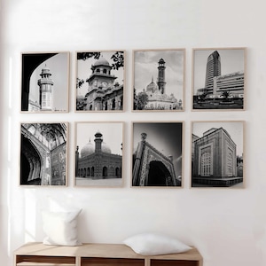 Lahore Pakistan Set of 8 City Prints – Lahore Pakistan Black and White 8 Piece Wall Art Prints – Instant Digital Download Photo Gallery Gift