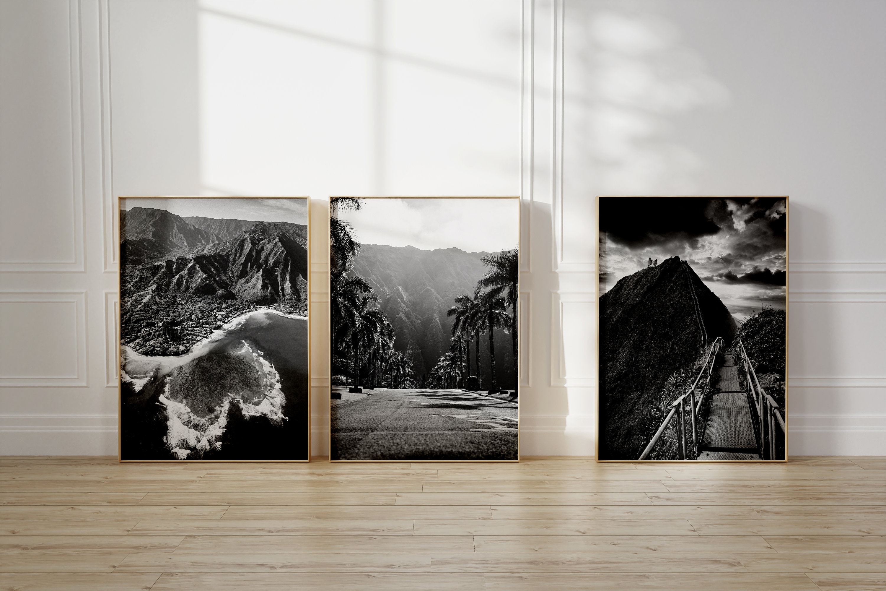 Hawaii Black and White Photo 3 Piece Wall Art – Hawaii Set of 3 Prints ...