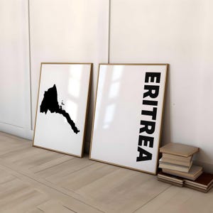 Fotografia em preto e branco da Eritreia, 2 peças de arte de parede – Conjunto de impressão de mapa da Eritreia com 2 impressões – Download digital, pôsteres de galeria, decoração de parede, presente