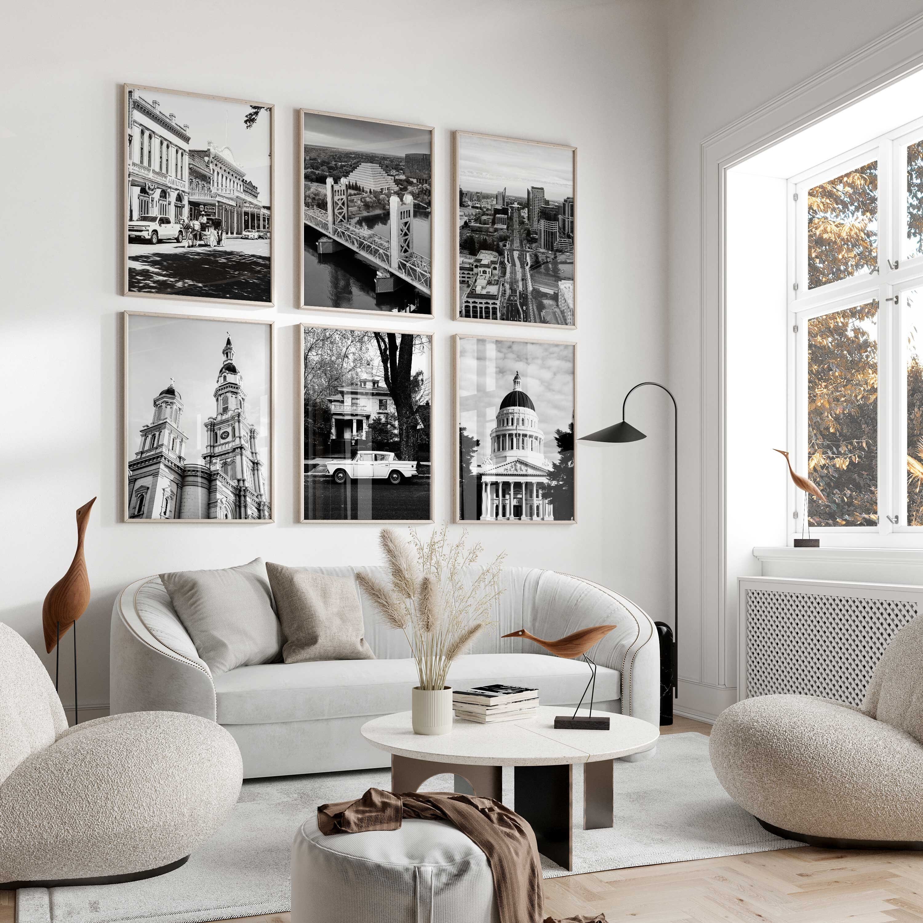 サクラメント カリフォルニア 白黒写真 6 ピース ウォール アート