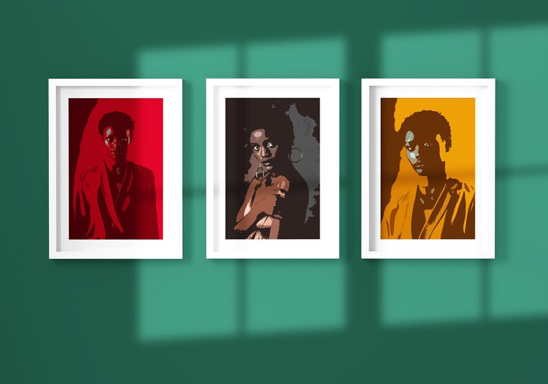 Black Woman Art Set of 3 Prints Printable Wall Art Black Woman Print African Woman Wall Art African Fashion Print Female Print
